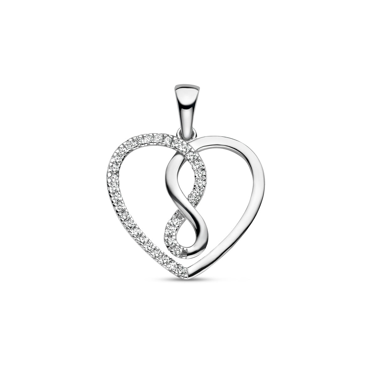 Zilveren hart hanger met infinity symbool en zirkonia voor vrouwen - City Juwelier