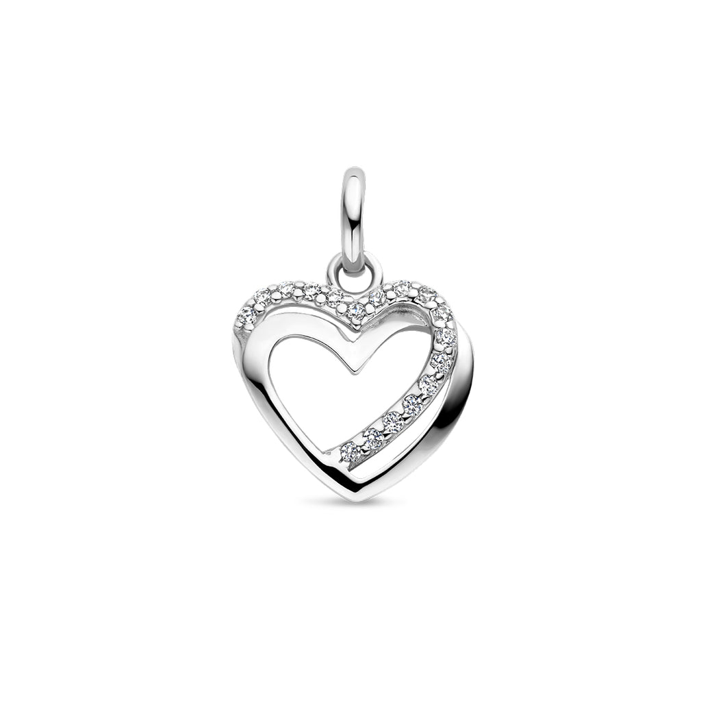 Zilveren hart hanger met zirkonia voor vrouwen - City Juwelier