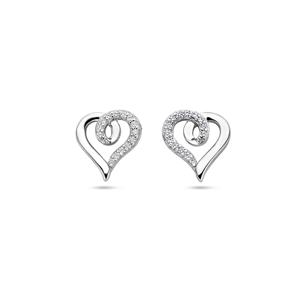 Zilveren hart oorbellen met zirkonia voor vrouwen - City Juwelier