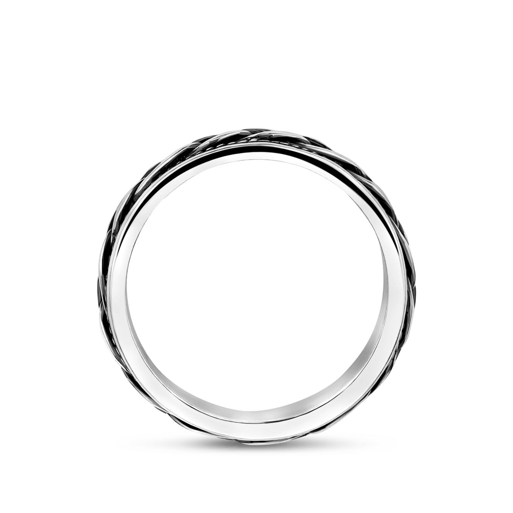 Zilveren heren ring met matte oxidatie zijaanzicht - City Juwelier