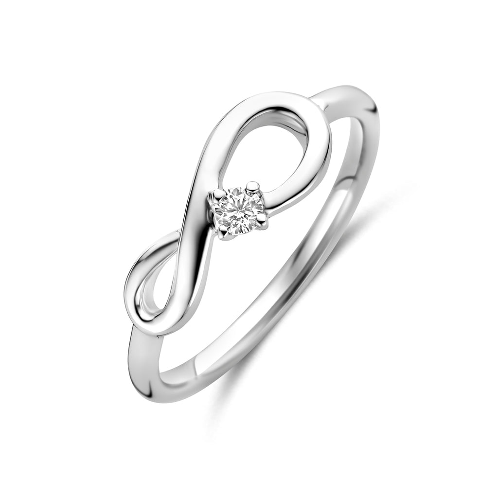 Zilveren infinity ring met zirkonia voor vrouwen vooraanzicht - City Juwelier