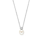 Zilveren ketting dames met parel en zirkonia hanger vooraanzicht - City Juwelier
