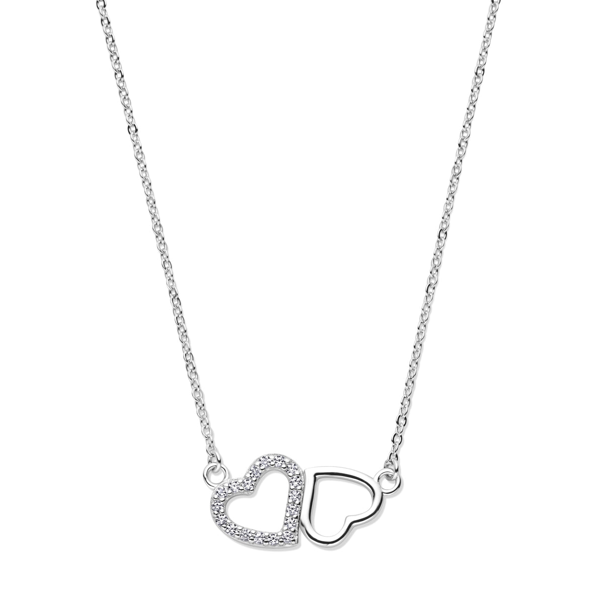 Zilveren ketting met dubbel hart hanger voor vrouwen - City Juwelier