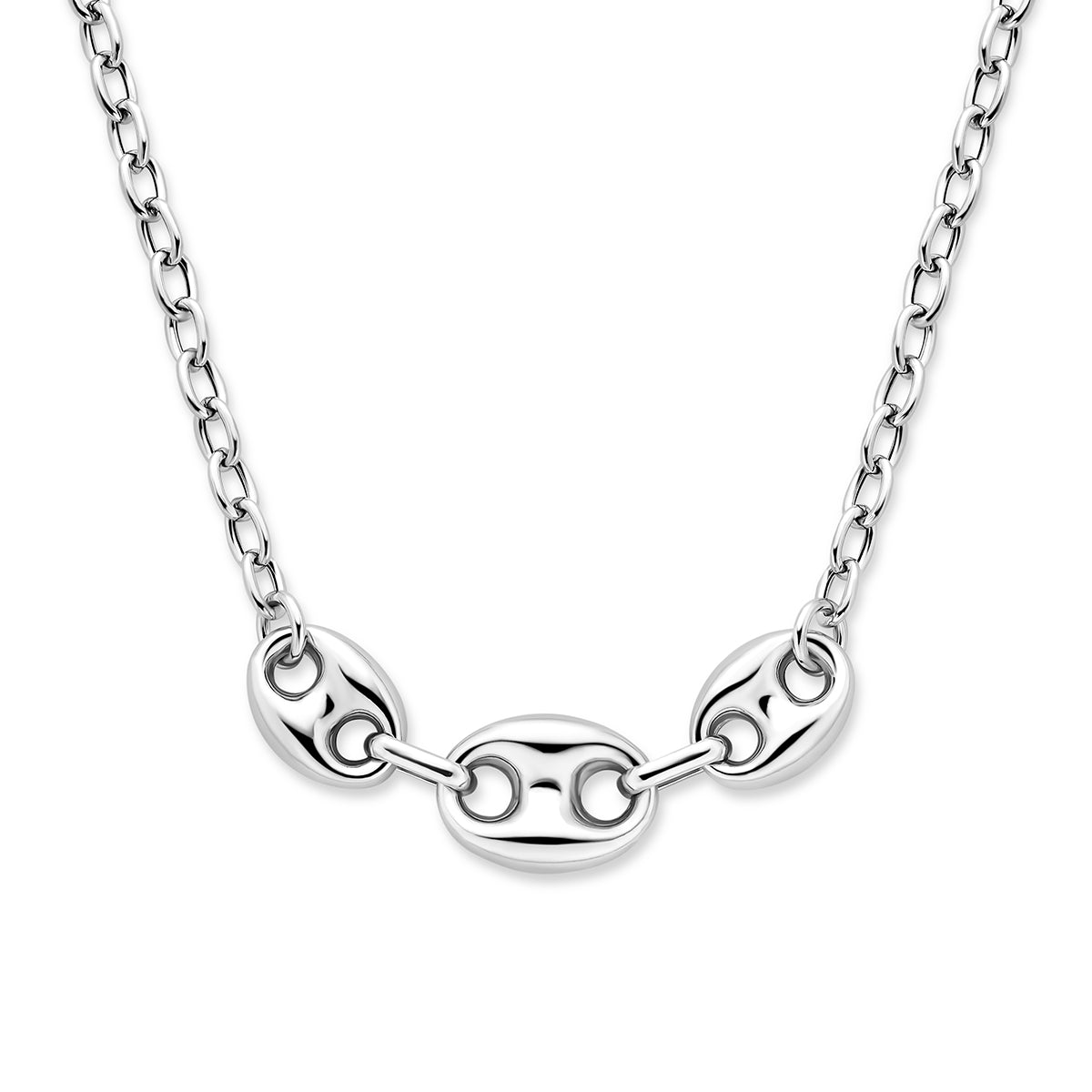 Zilveren ketting met koffieboon schakel voor vrouwen - City Juwelier