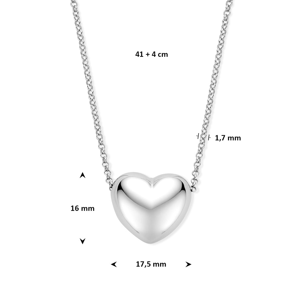 Zilveren ketting set met hartjes hanger vooraanzicht - City Juwelier