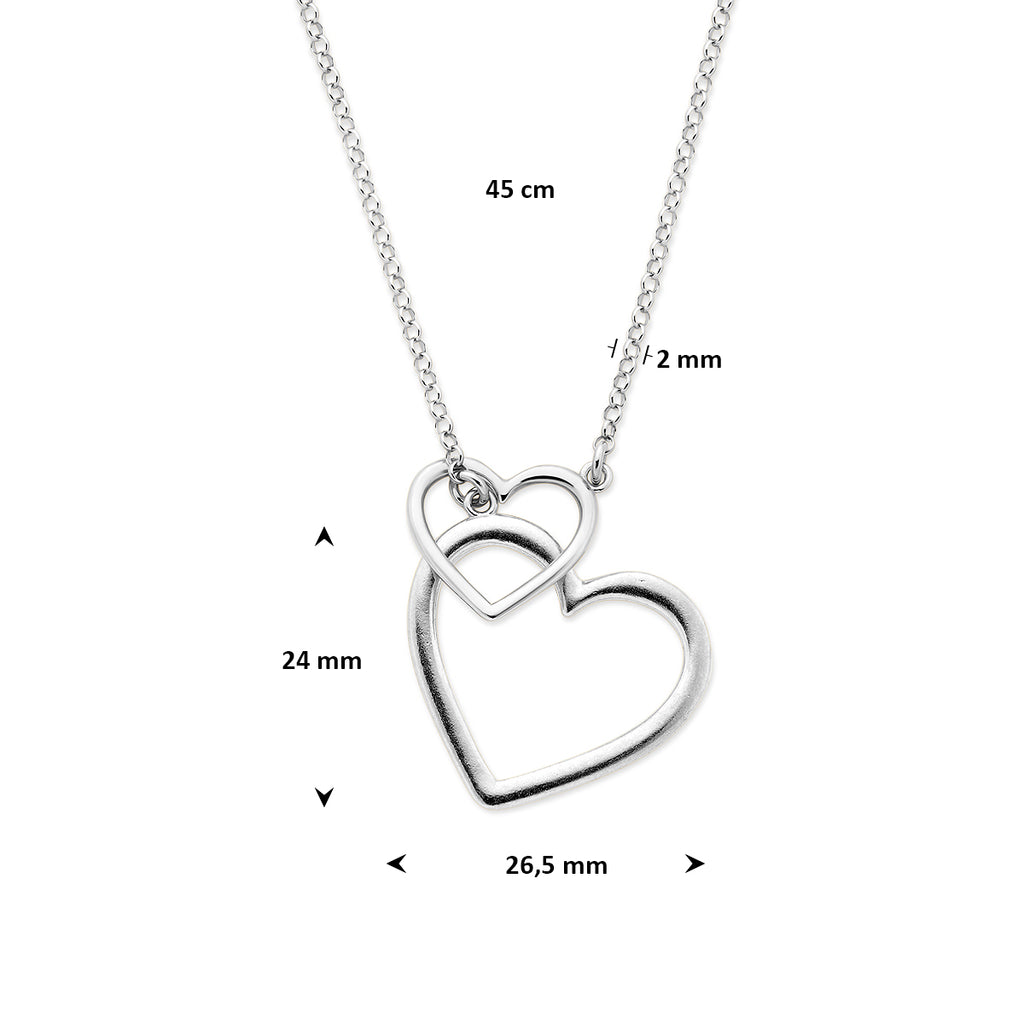 Zilveren kinderketting met hart hangers vooraanzicht - City Juwelier