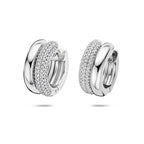 Zilveren klapoorbellen met zirkonia voor vrouwen - vooraanzicht - City Juwelier