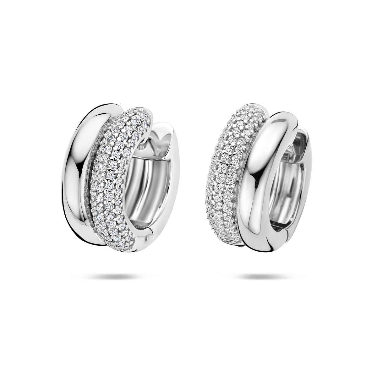Zilveren klapoorbellen met zirkonia voor vrouwen - vooraanzicht - City Juwelier