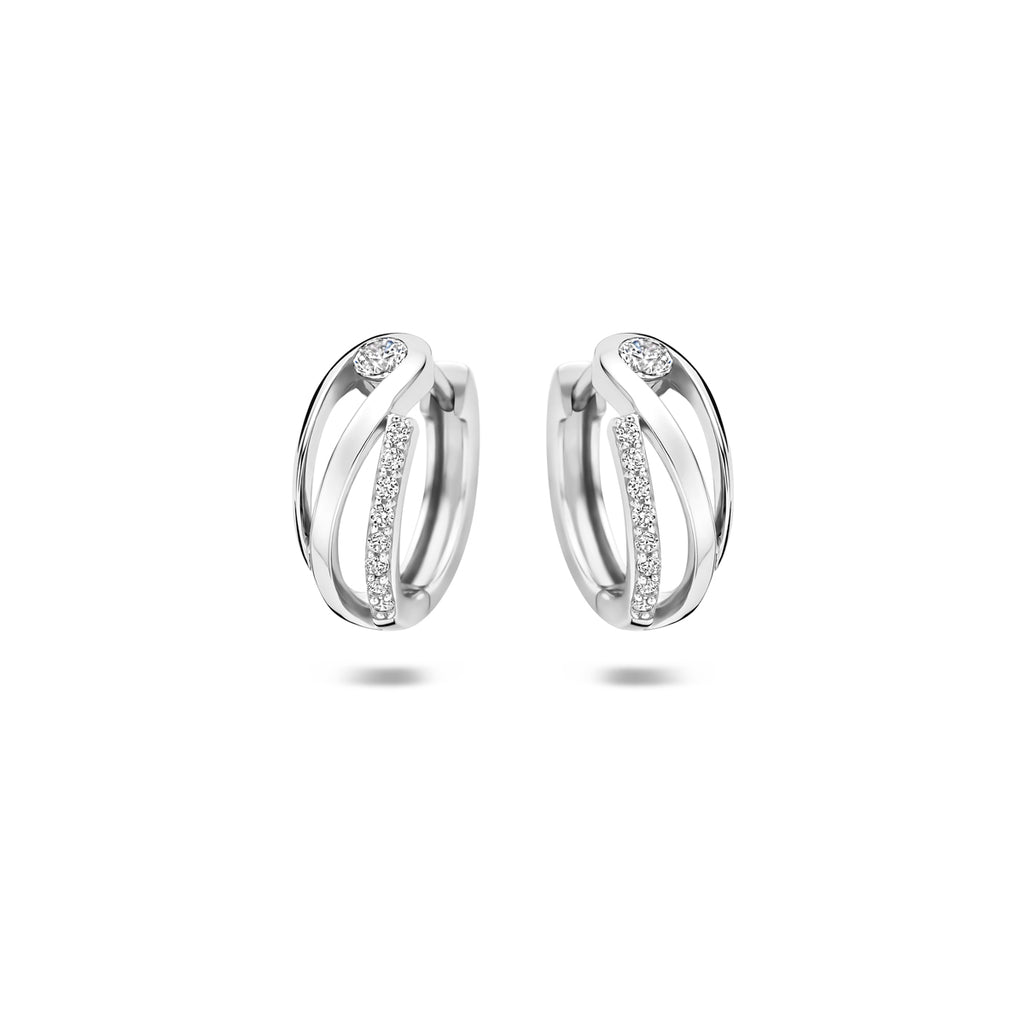 Zilveren klapoorringen met zirkonia voor vrouwen - Zirandelle - City Juwelier
