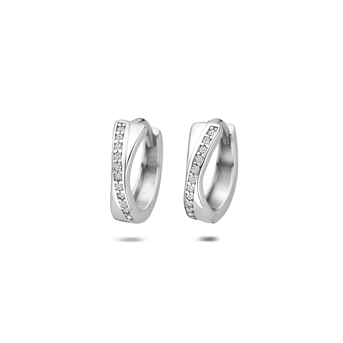 Zilveren oorbellen met zirkonia klapoorringen voor dames - City Juwelier
