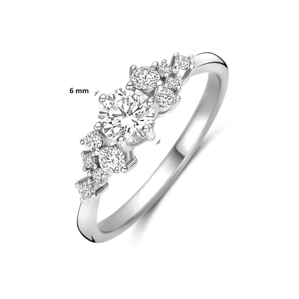Zilveren ring 6mm breed met zirkonia steentjes voor dames - City Juwelier