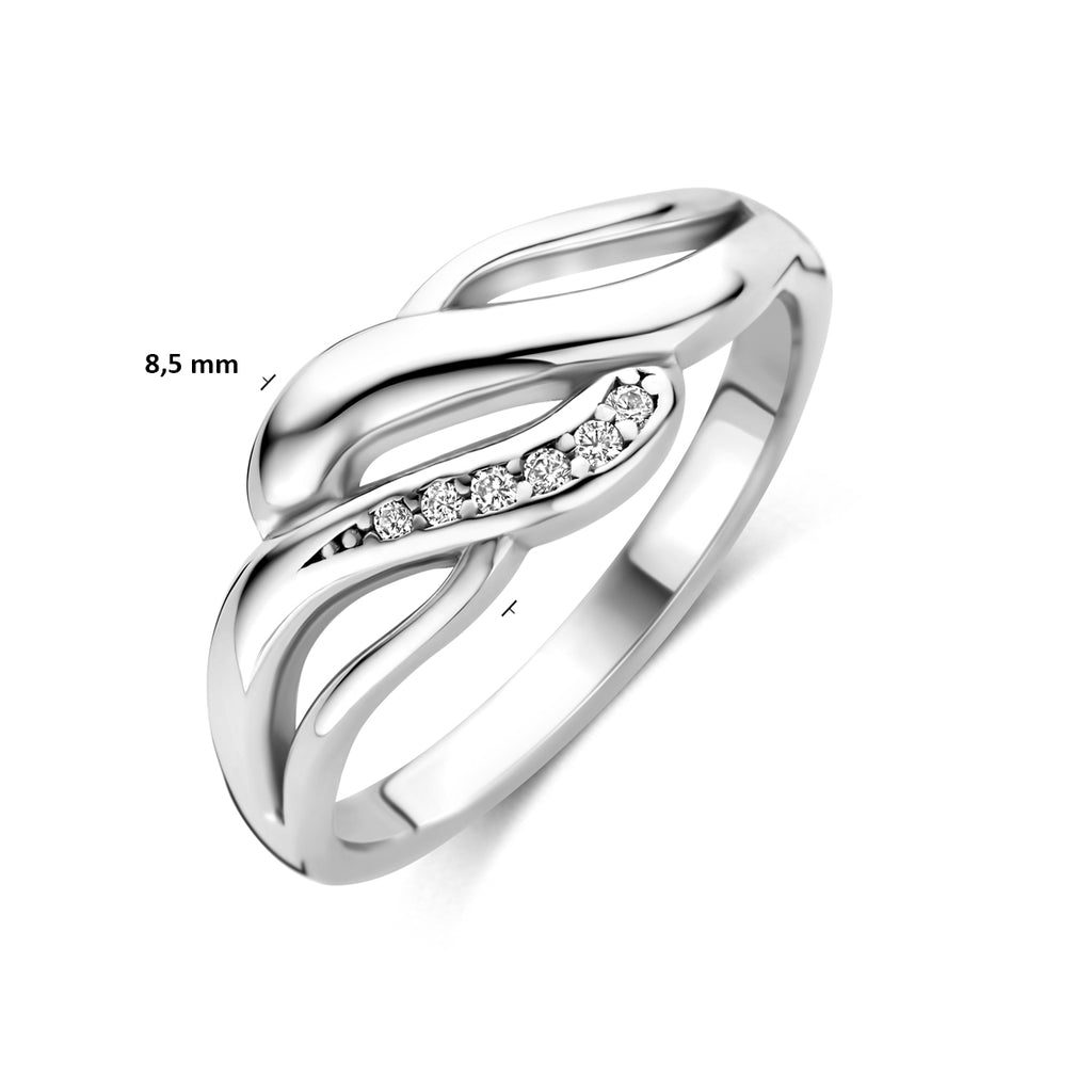 Zilveren ring bezet met zirkonia detailopname schittering - City Juwelier