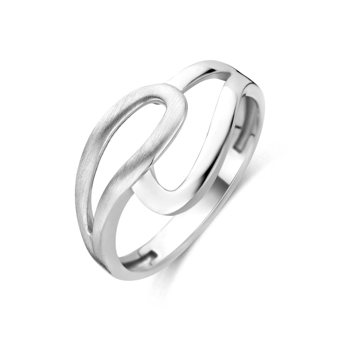 Zilveren ring dames met brede poli en matte afwerking vooraanzicht - City Juwelier
