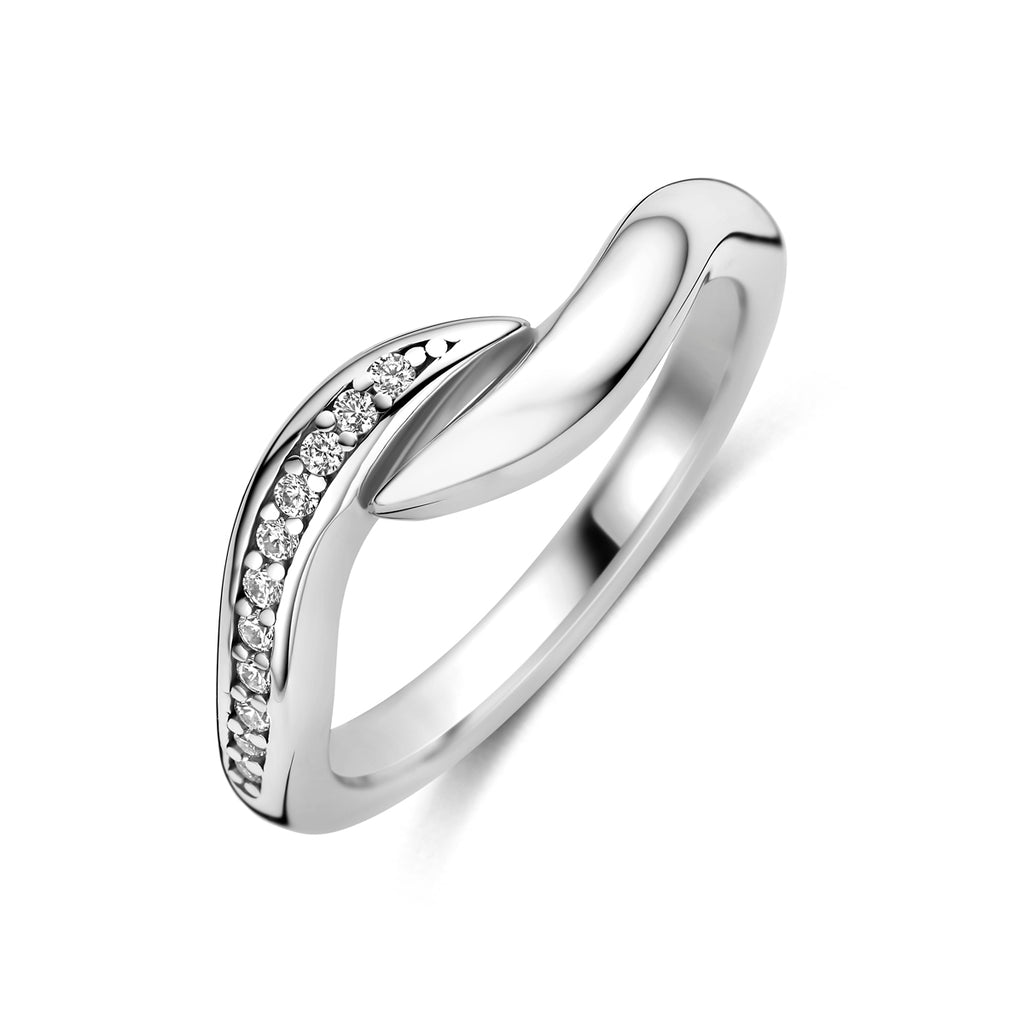 Zilveren ring dames met zirkonia vooraanzicht 925 sterling zilver - City Juwelier
