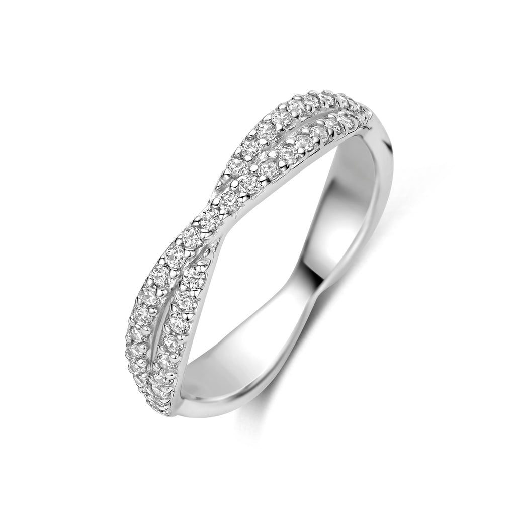 Zilveren ring dames met zirkonia vooraanzicht - 925 zilver - City Juwelier