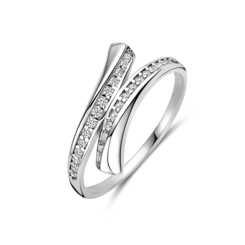 Zilveren ring dames met zirkonia vooraanzicht - 925 zilver - City Juwelier