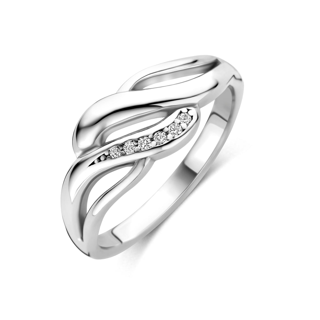 Zilveren ring dames met zirkonia vooraanzicht - 925 zilver - City Juwelier