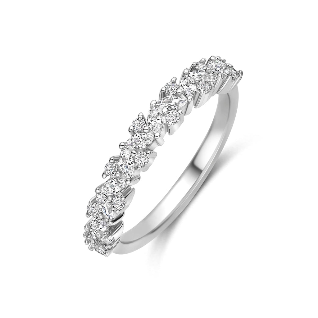 Zilveren ring dames met zirkonia vooraanzicht - 925 zilver gerhodineerd - City Juwelier