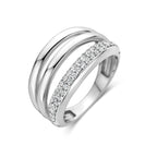 Zilveren ring dames met zirkonia vooraanzicht - 925 zilver gerhodineerd - City Juwelier