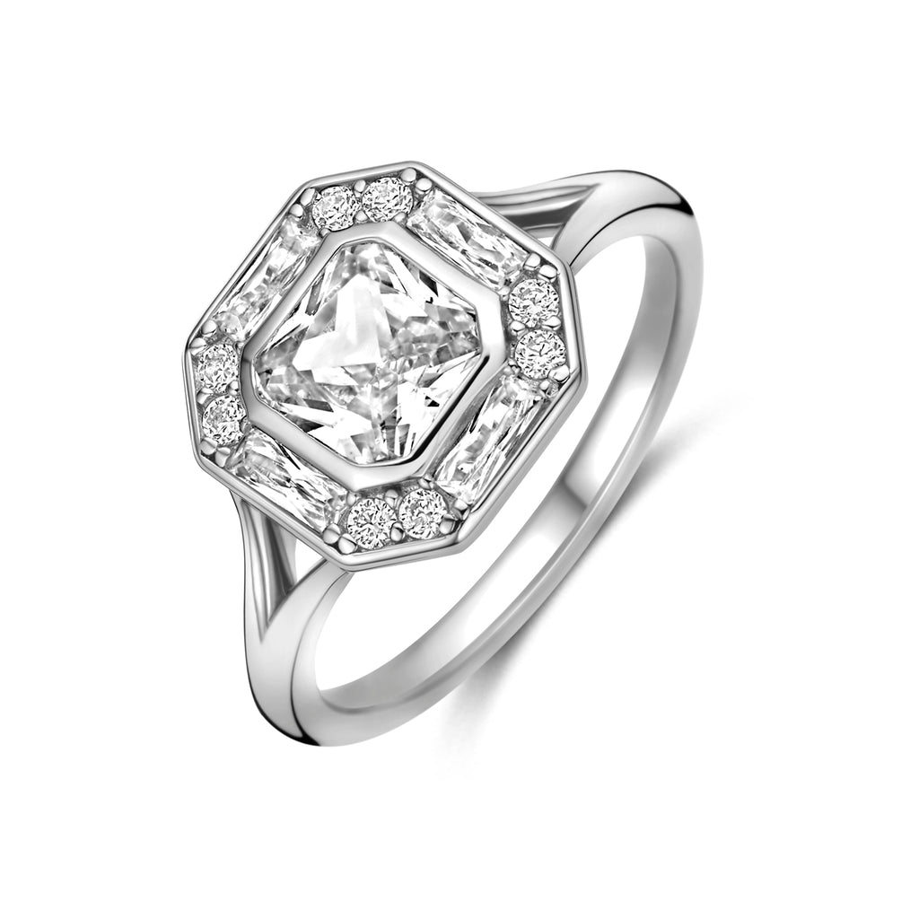 Zilveren ring heren met zirkonia vooraanzicht - 925 zilver - City Juwelier