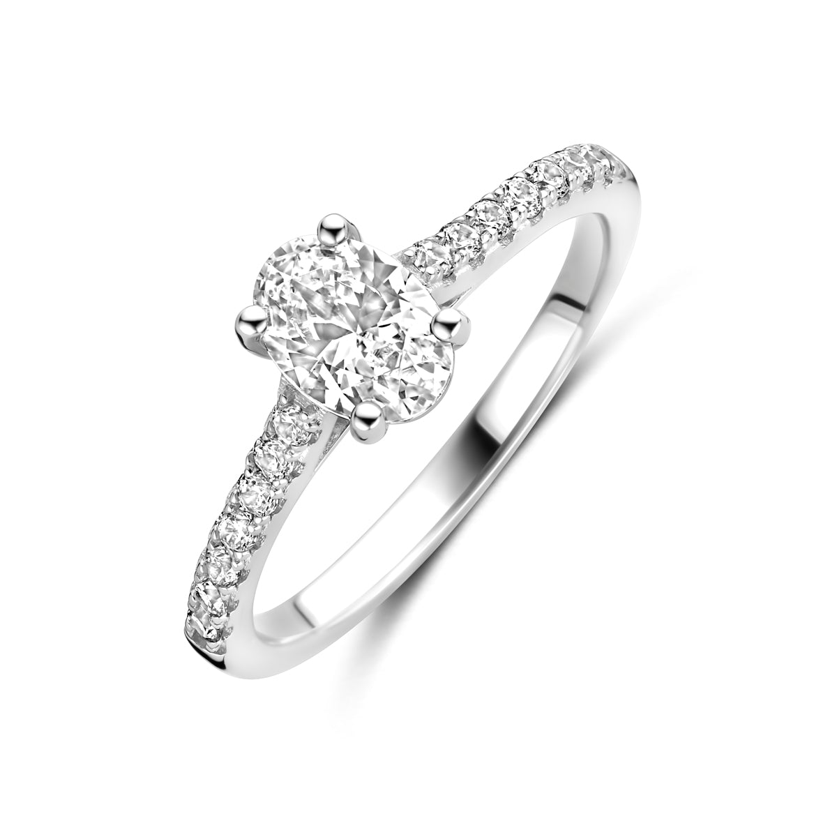 Zilveren ring met ovale zirkonia steen voor vrouwen - City Juwelier