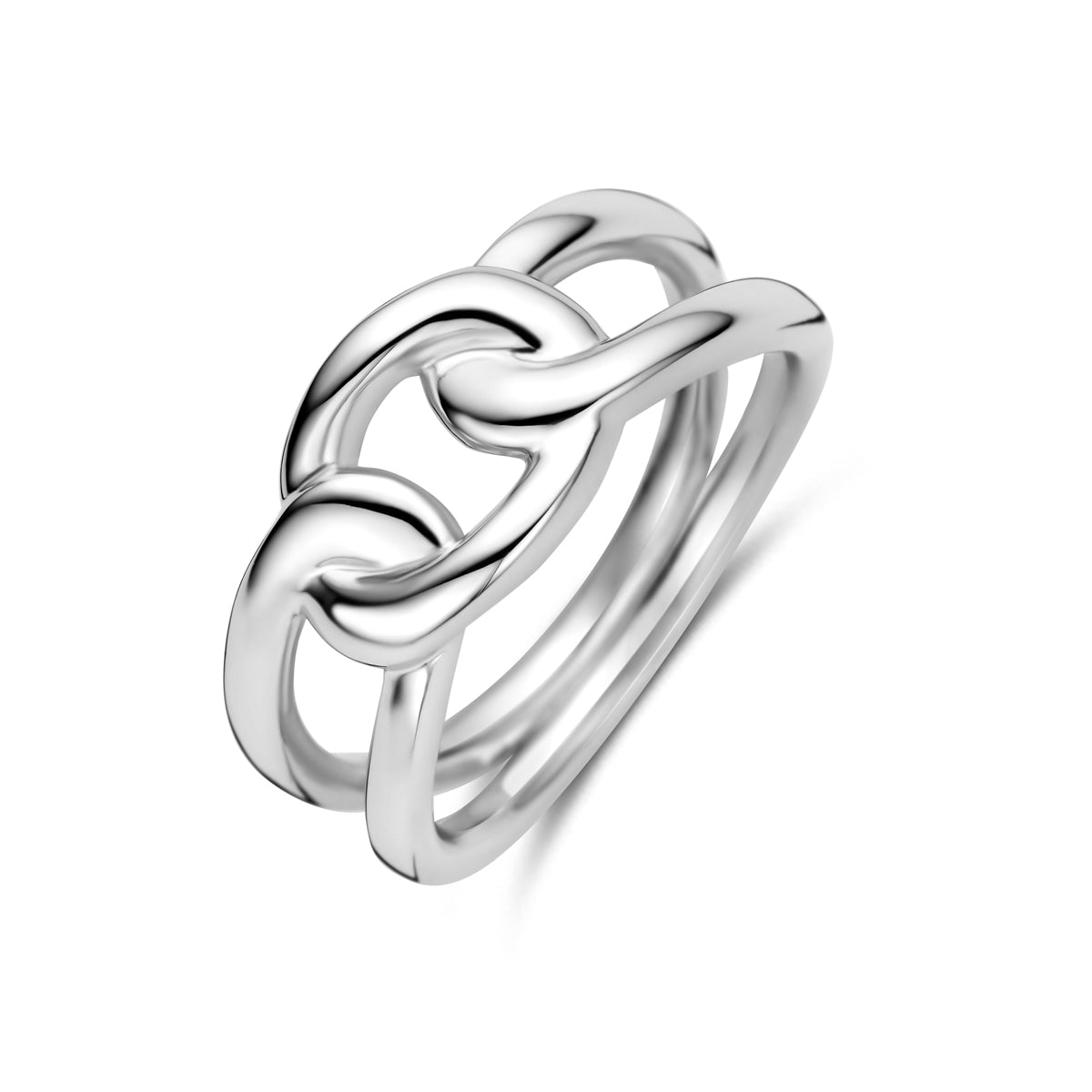 Zilveren ring met schakeldesign in 925 zilver voor dames - vooraanzicht - City Juwelier