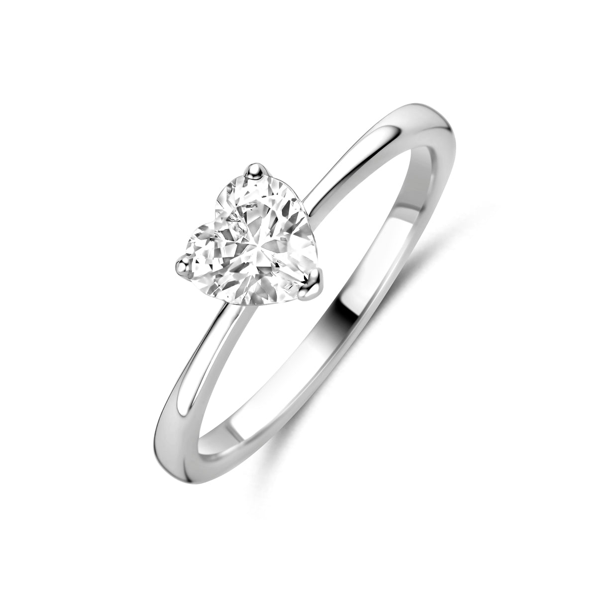 Zilveren ring met zirkonia hartje voor vrouwen vooraanzicht - City Juwelier