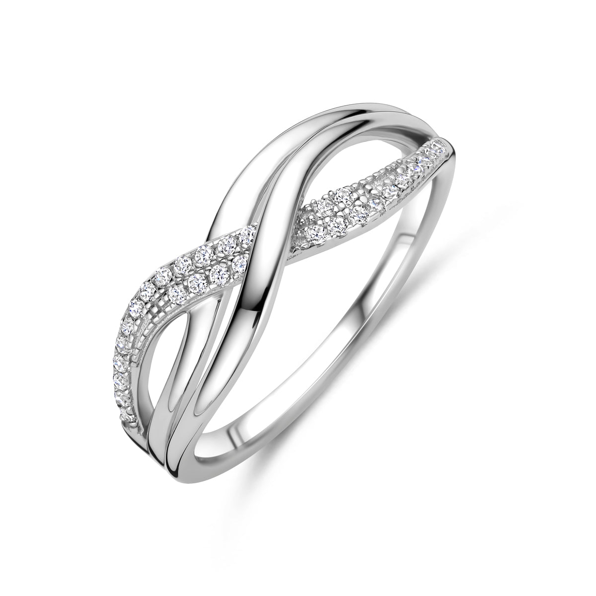 Zilveren ring met zirkonia steentjes voor vrouwen - City Juwelier