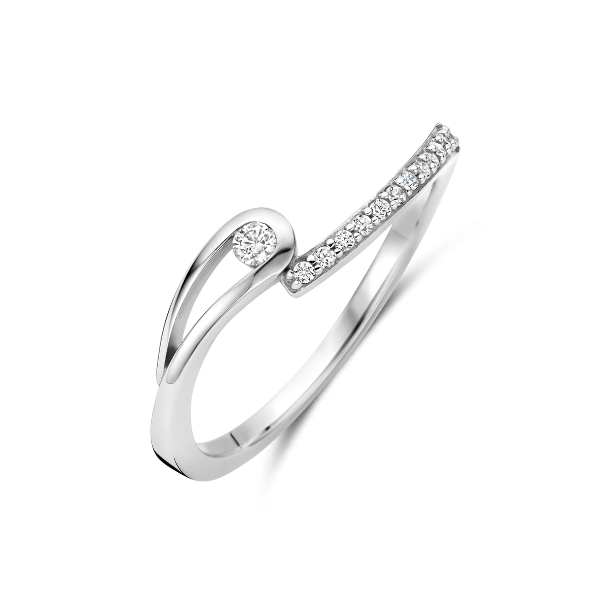 Zilveren ring met zirkonia steentjes voor vrouwen - Zirandelle collectie - City Juwelier