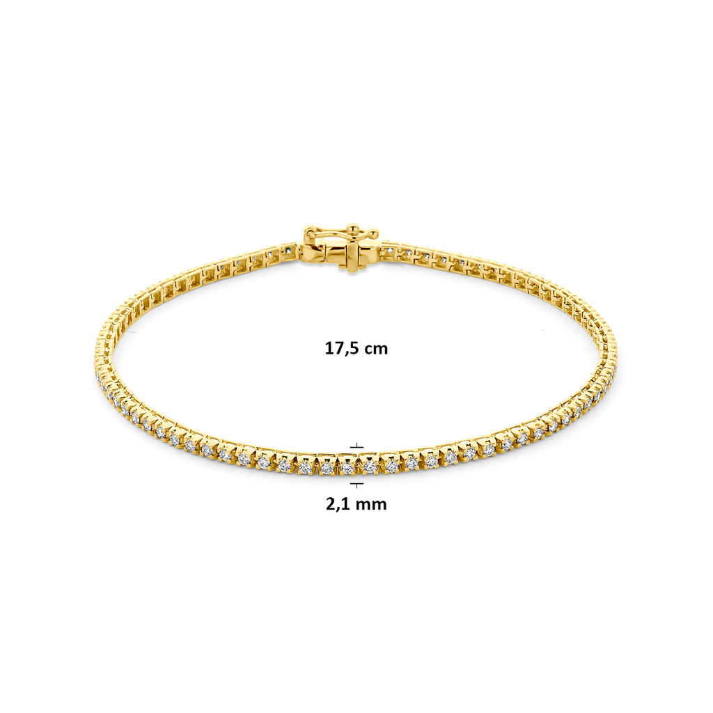 Zilveren tennisarmband met gold plated afwerking en diamanten detail sluiting - City Juwelier