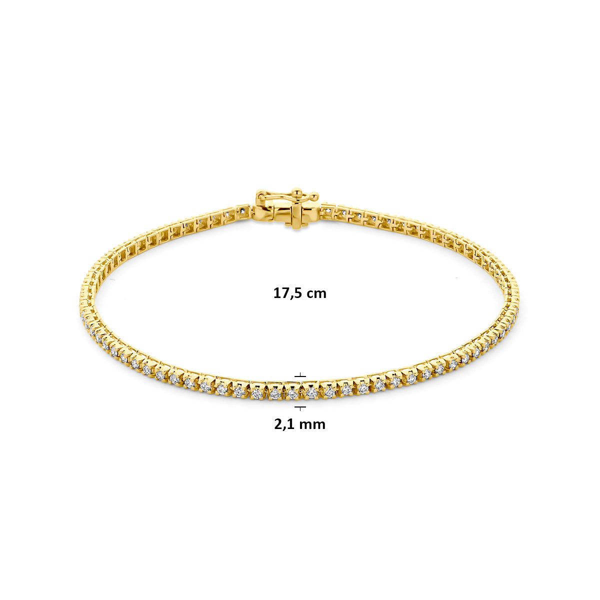 Zilveren tennisarmband met gold plated afwerking en diamanten detail sluiting - City Juwelier