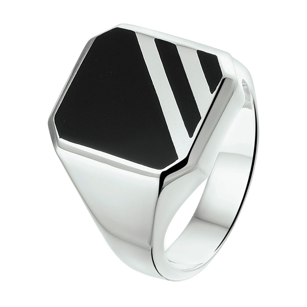 Zilveren zegelring met massief onyx voor heren - City Juwelier