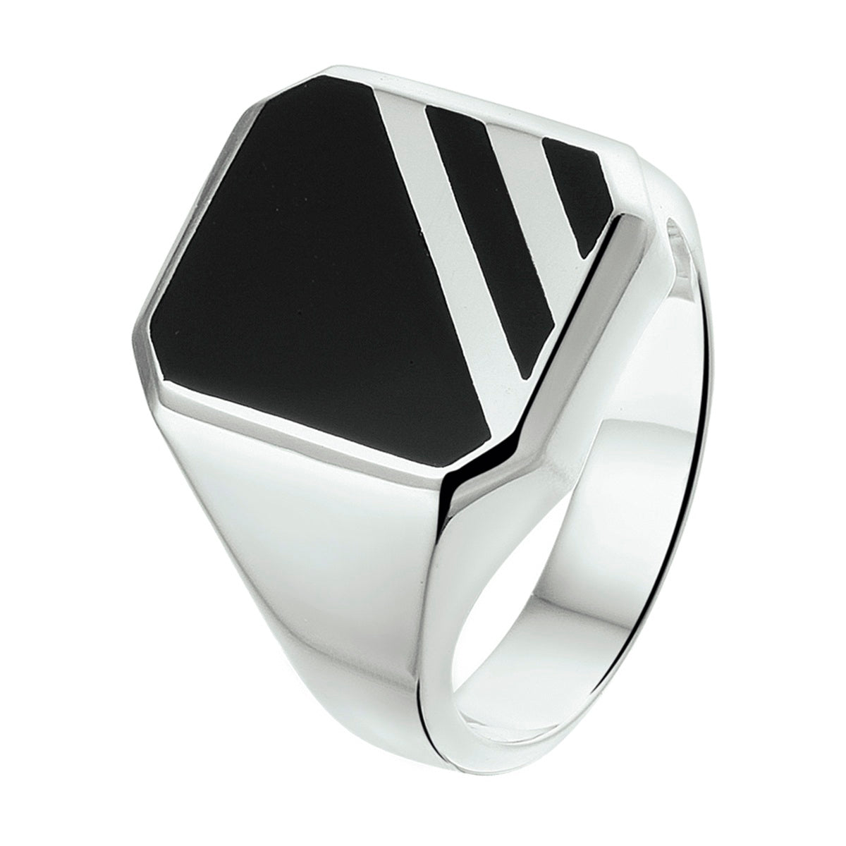 Zilveren zegelring met massief onyx voor heren - City Juwelier