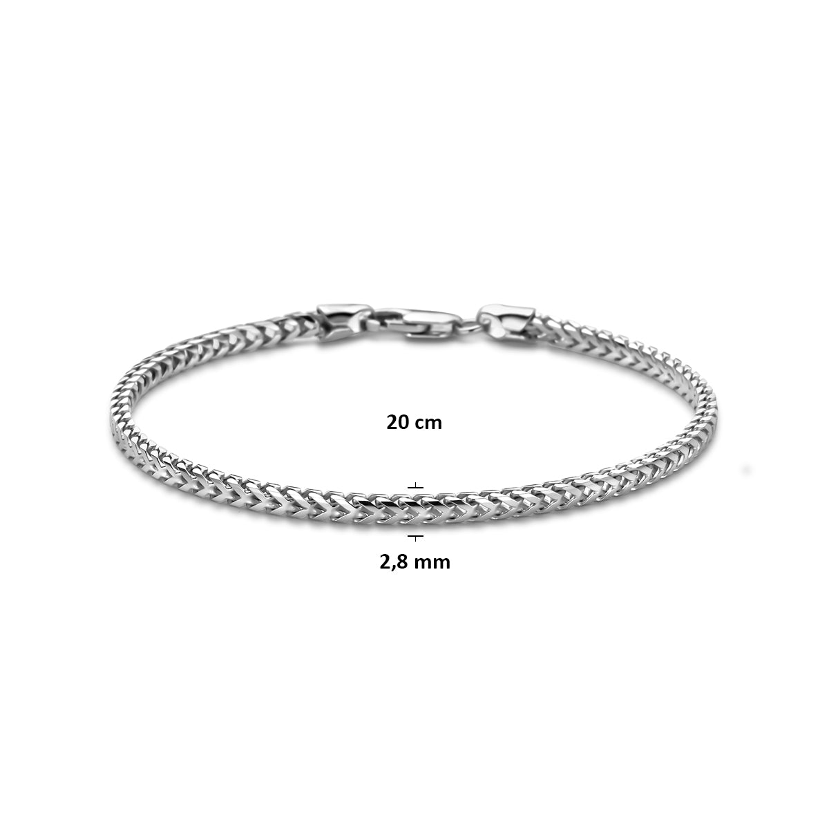 Zilverkleurige armband heren detail karabijnsluiting 925 zilver - City Juwelier