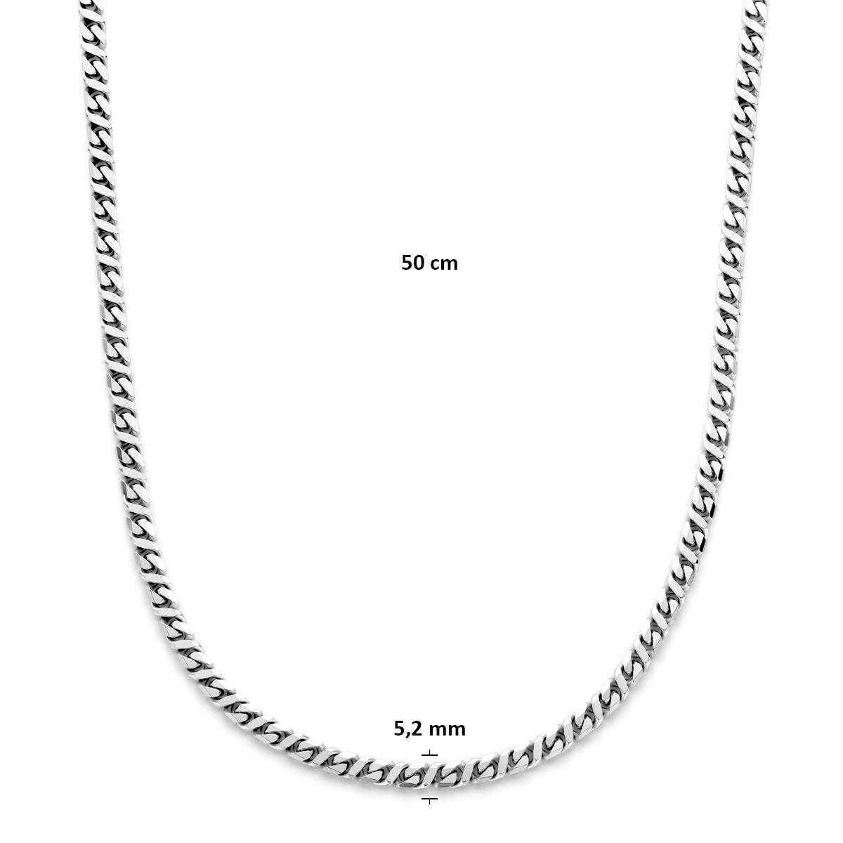 Zilverkleurige gourmette ketting 5,2 mm gedragen perspectief heren - City Juwelier