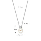 Zilverkleurige ketting met karabijnsluiting en parel hanger detail - City Juwelier
