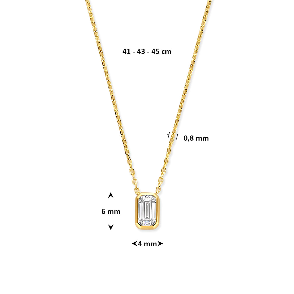 Zircalette zirkonia ketting in 14 karaat geelgoud - City Juwelier