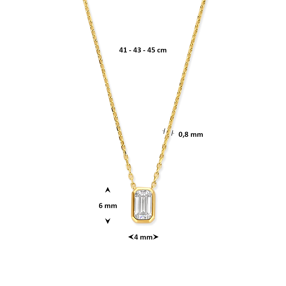 Zircalette zirkonia ketting in 14 karaat geelgoud - City Juwelier
