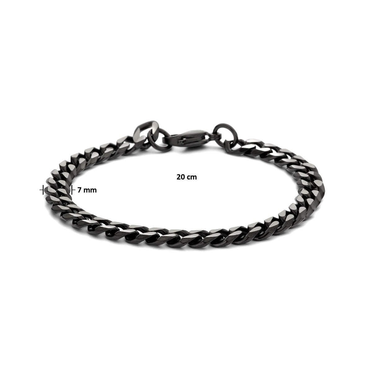 Zwarte armband met gourmette schakel design detail - City Juwelier