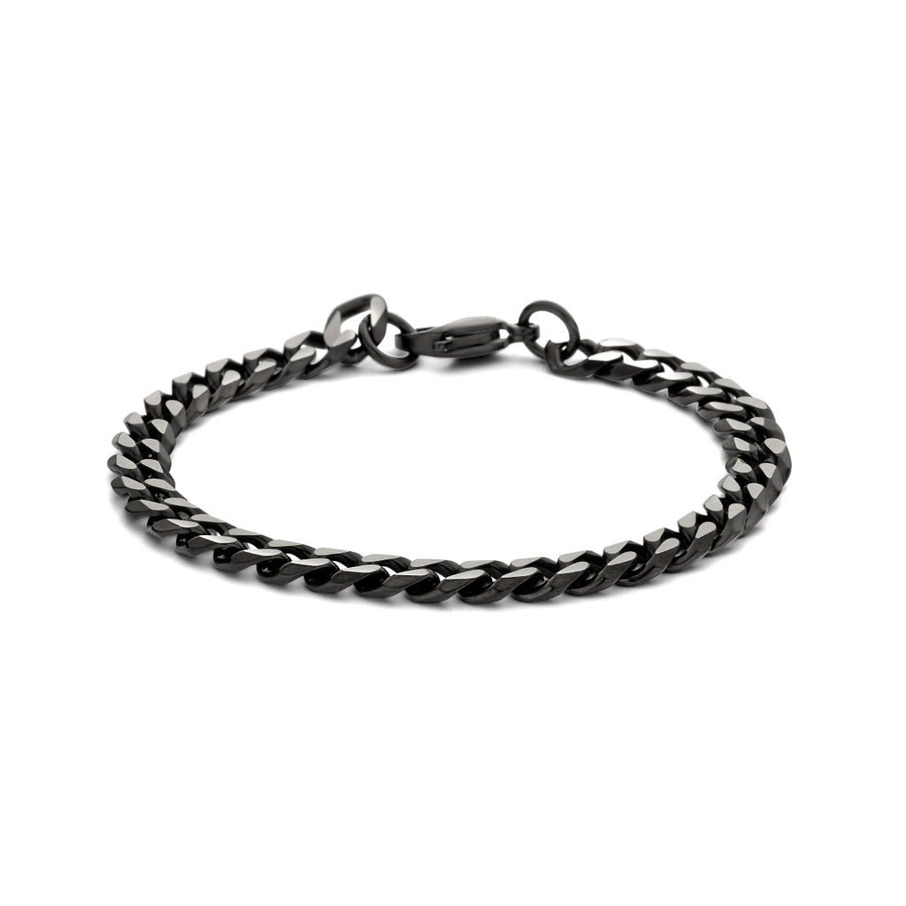 Zwarte gourmette armband van stainless steel voor heren en dames - City Juwelier