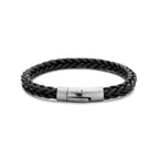 Zwarte leren heren armband met staal - Cordelino City Juwelier