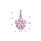 Floriana - Bloem Hanger Emaille Roze - 925 Zilver