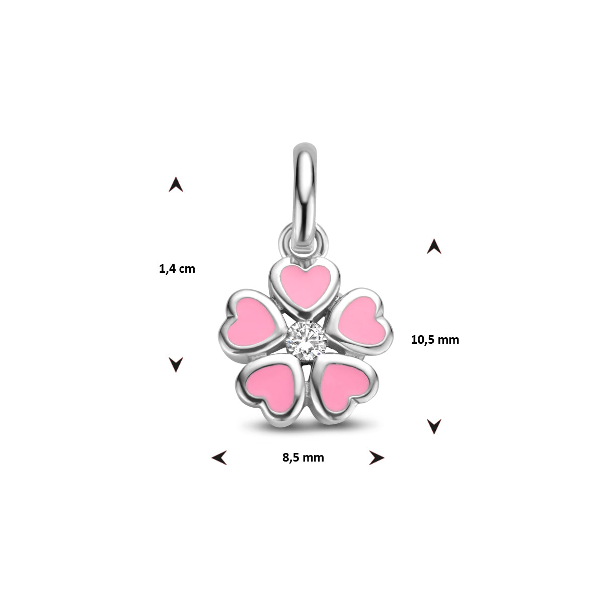 Floriana - Bloem Hanger Emaille Roze - 925 Zilver
