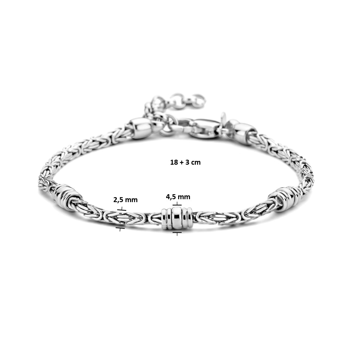 Regina - Koningsschakel Armband met Ringetjes - 925 Zilver